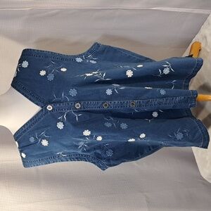 Denim Floral Embroidered Vest